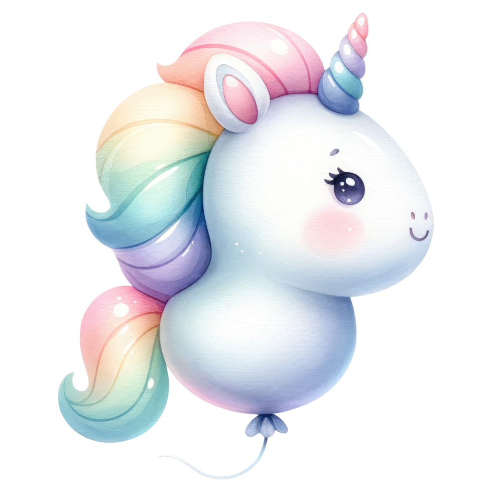 AI generated Unicorn balloon in rainbow color for birthday party png