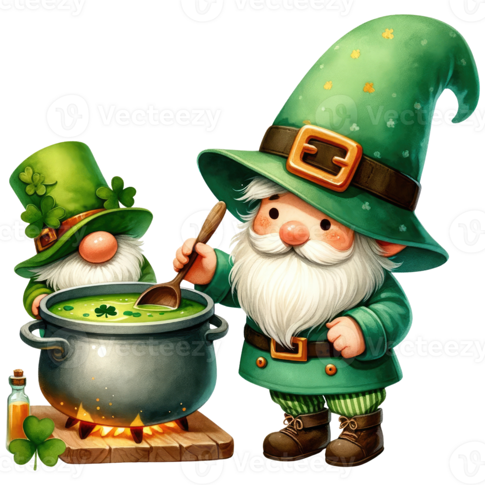 AI generated St Patrick Leprechaun Gnome dressed in green png