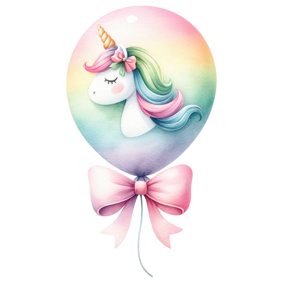 ai generato unicorno Palloncino nel arcobaleno colore per compleanno festa png