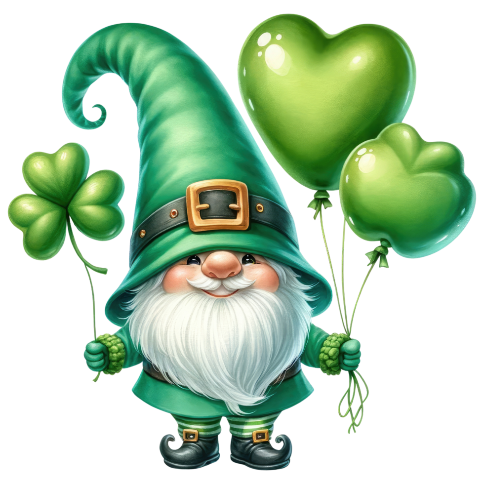 AI generated St Patrick Leprechaun Gnome dressed in green png
