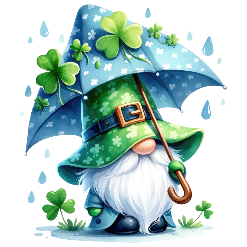 AI generated St Patrick Leprechaun Gnome dressed in green png