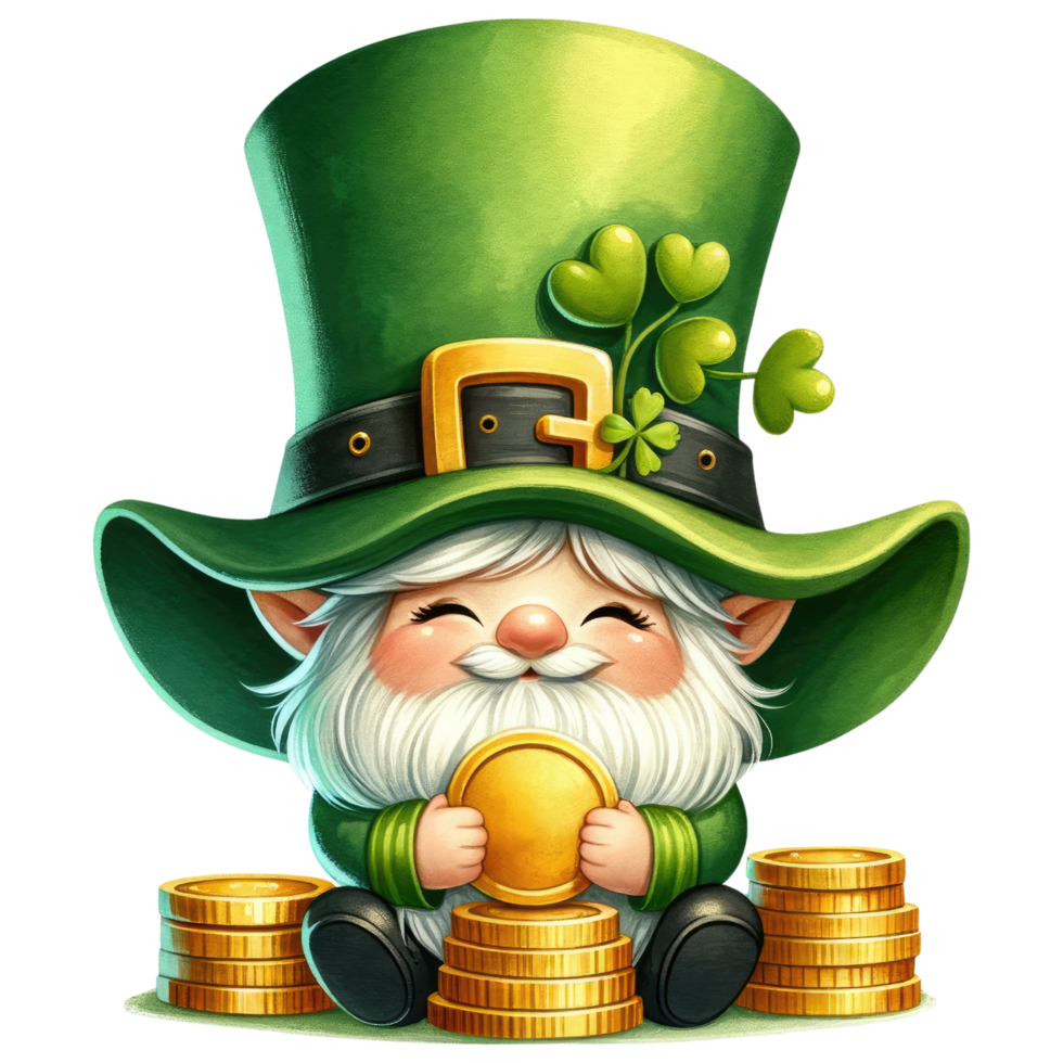AI generated St Patrick Leprechaun Gnome dressed in green png