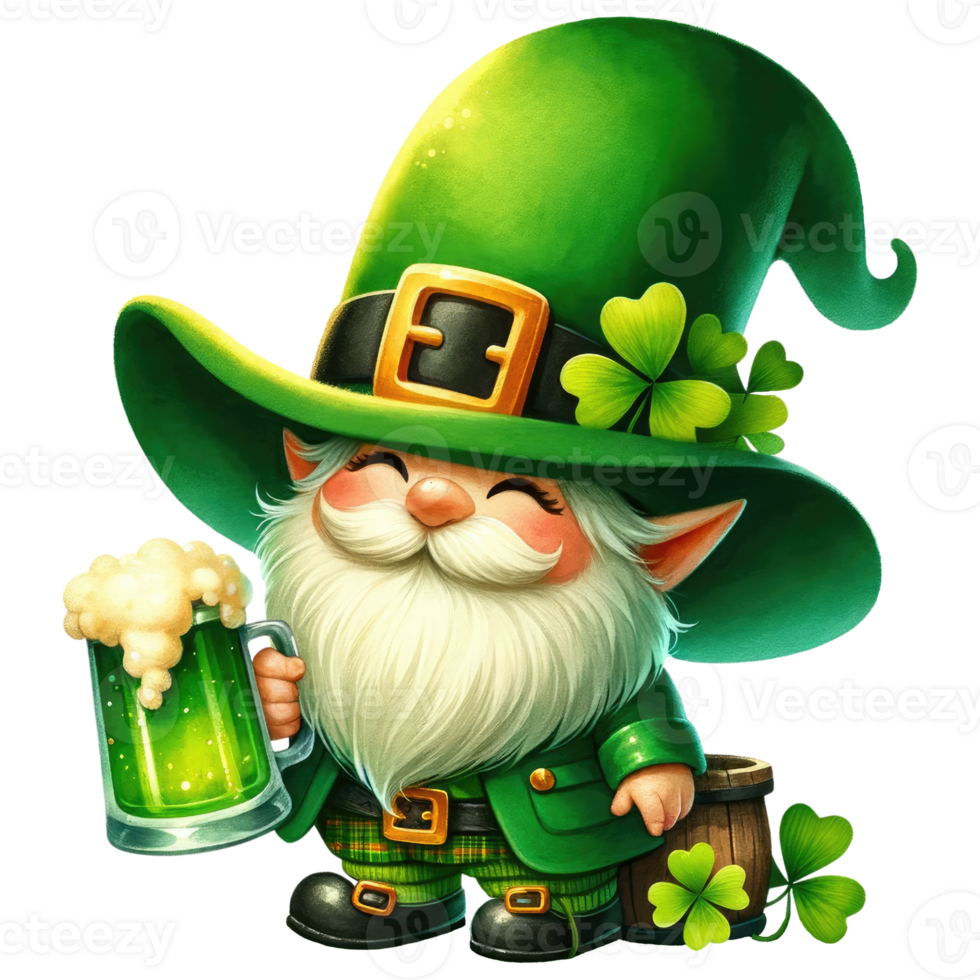 ai généré st patrick lutin gnome habillé dans vert png