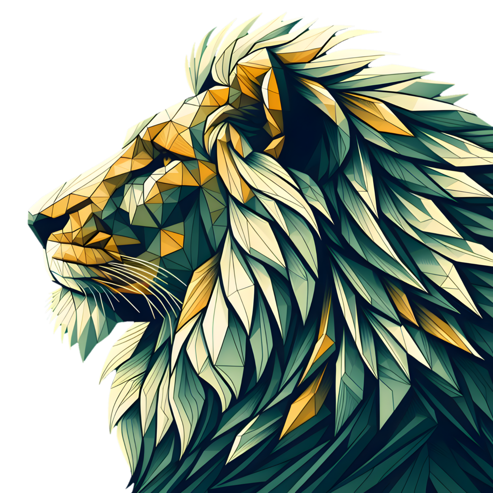 AI generated Lion head illustration with elements png