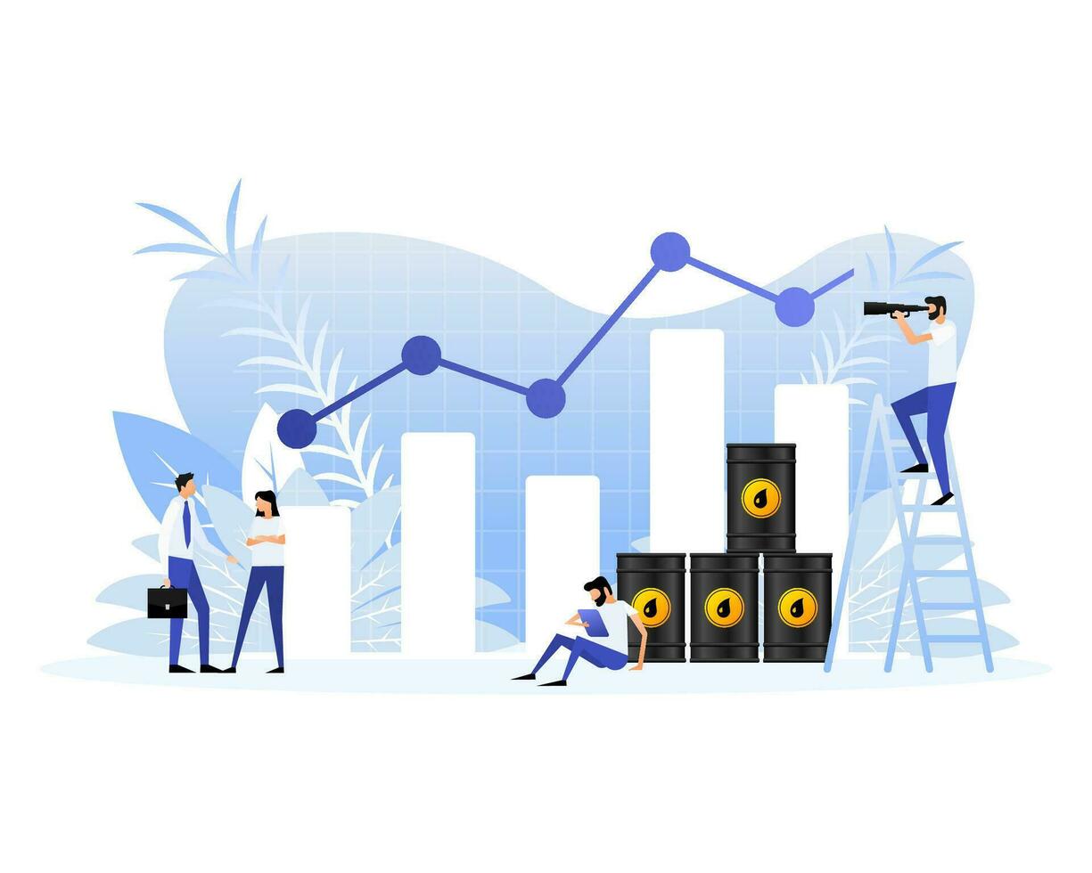 Financial investment trade. Growth stock diagram financial graph. Oil price rising up. vector