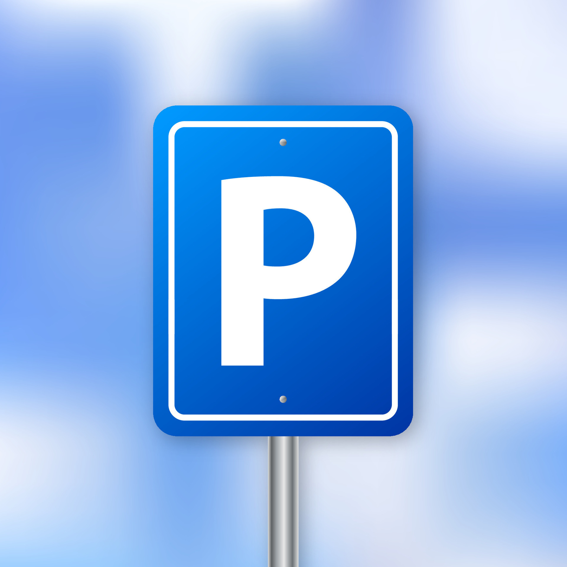 Isolated Parking Sign - Green roadsign with letter P isolated on white