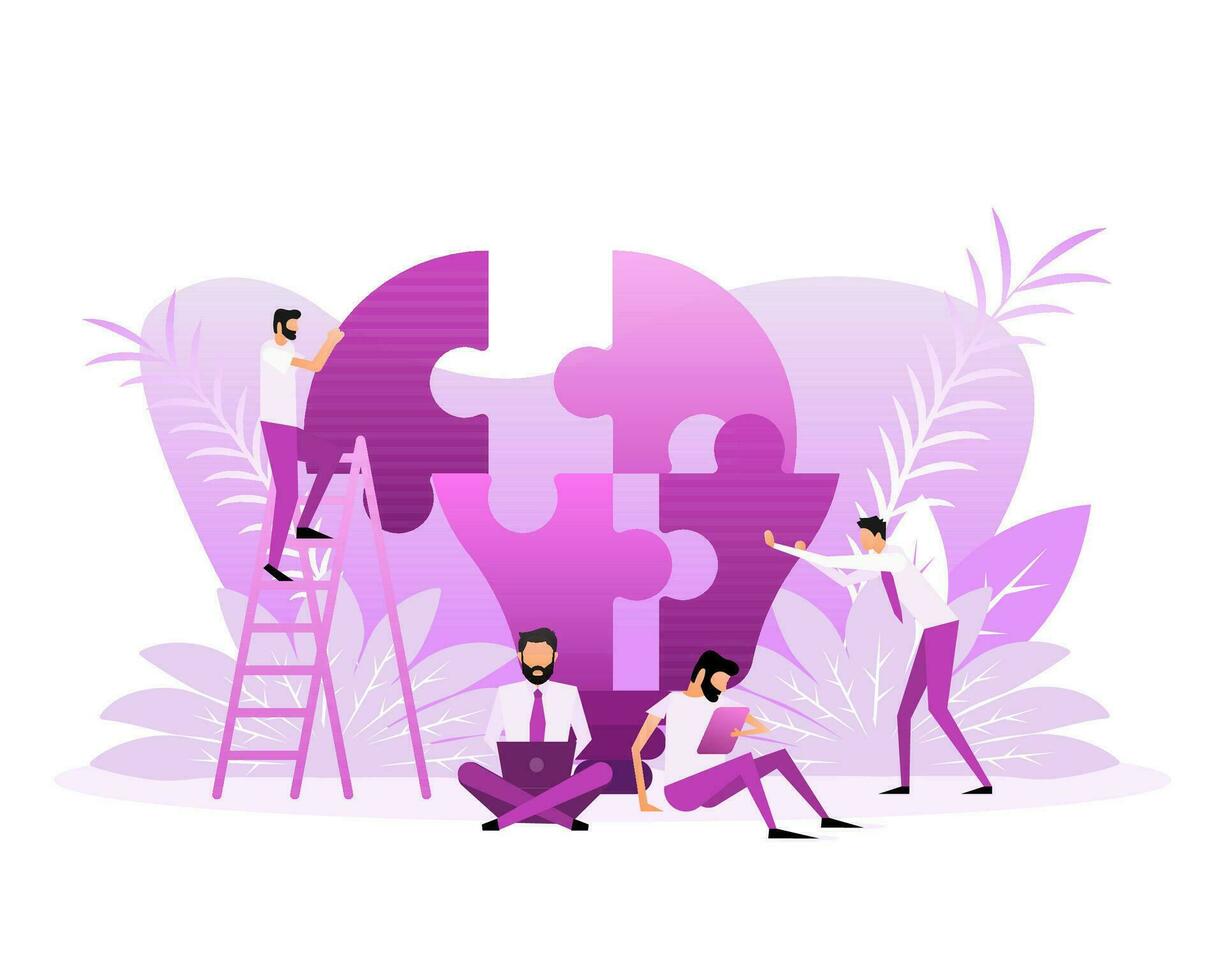 Puzzle people, great design for any purposes. Isometric vector illustration