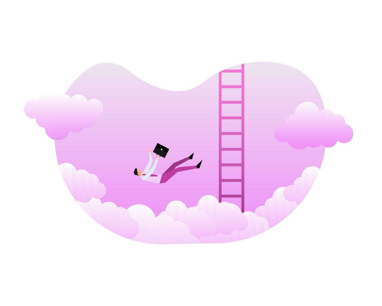Businessman fall into the abyss. Falling businessman. Career growth. Vector illustration.