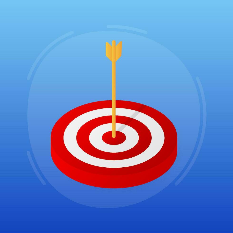 Target in flat style on blue background. Illustration vector flat. Target customer concept