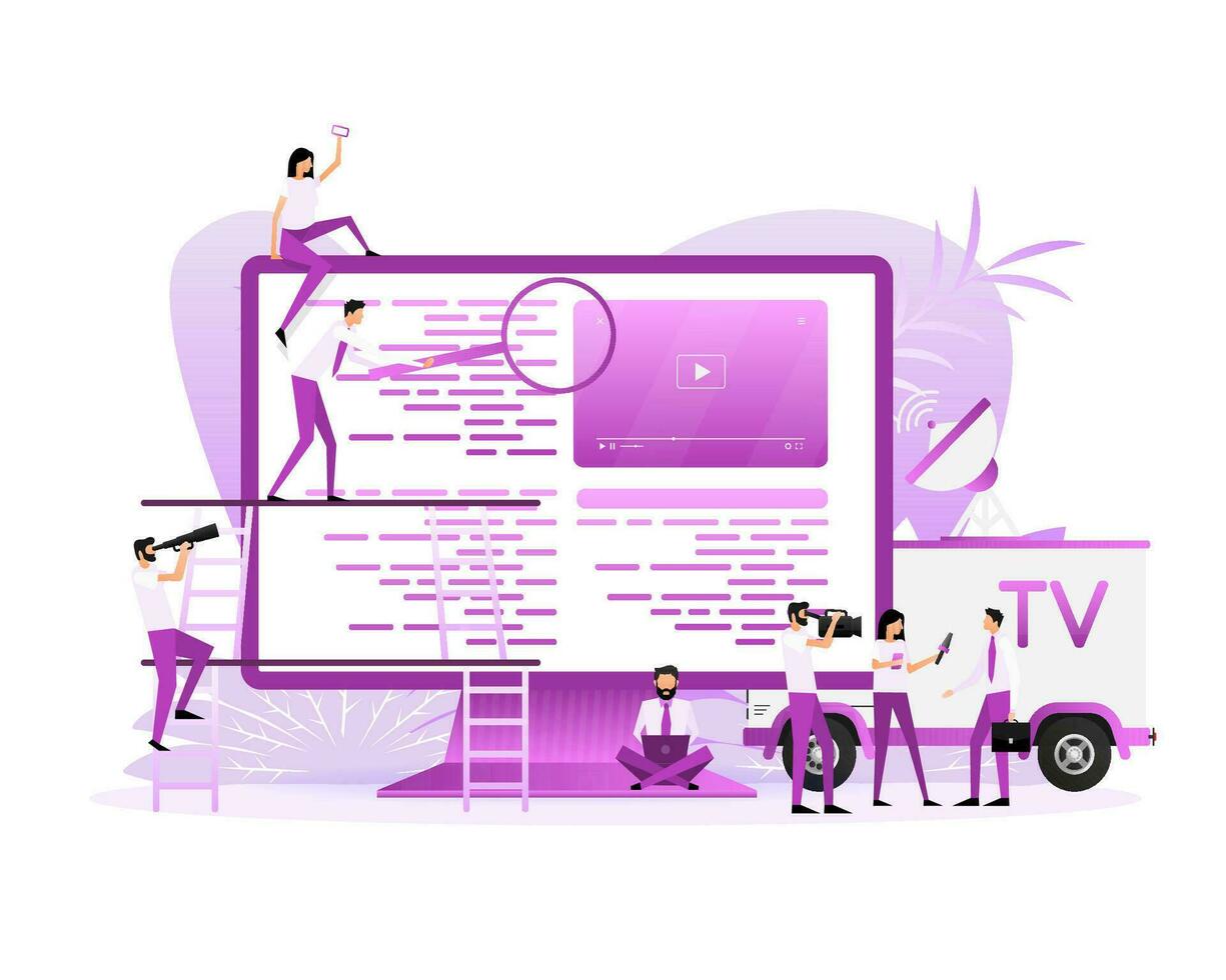 Flat illustration with coding people. Vector flat illustration.