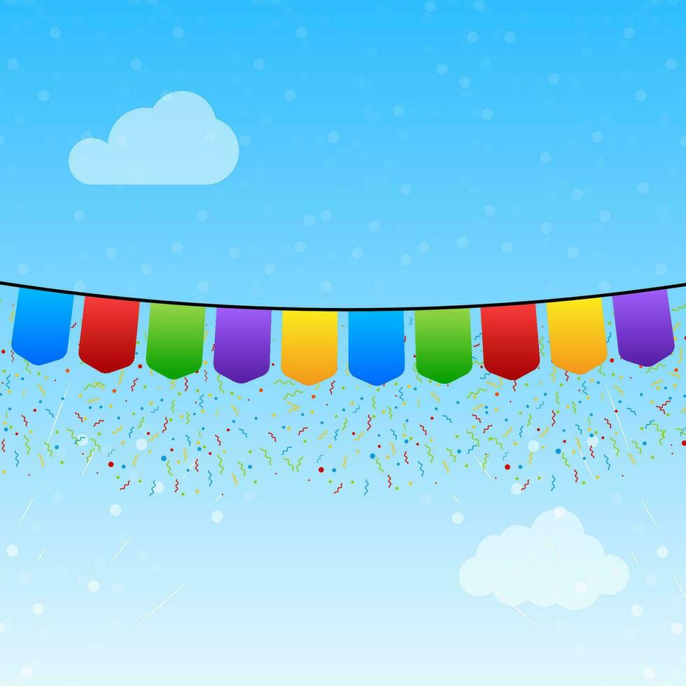 Multicolored bright buntings flags garlands. vector