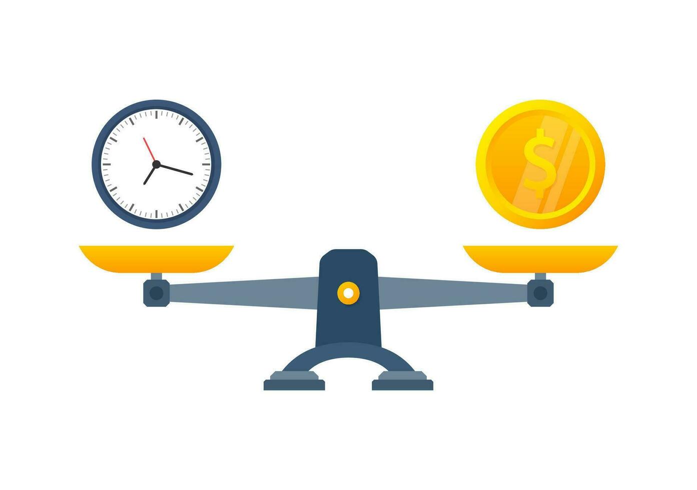 Education vs time on scales icon. Money and time balance on scale vector