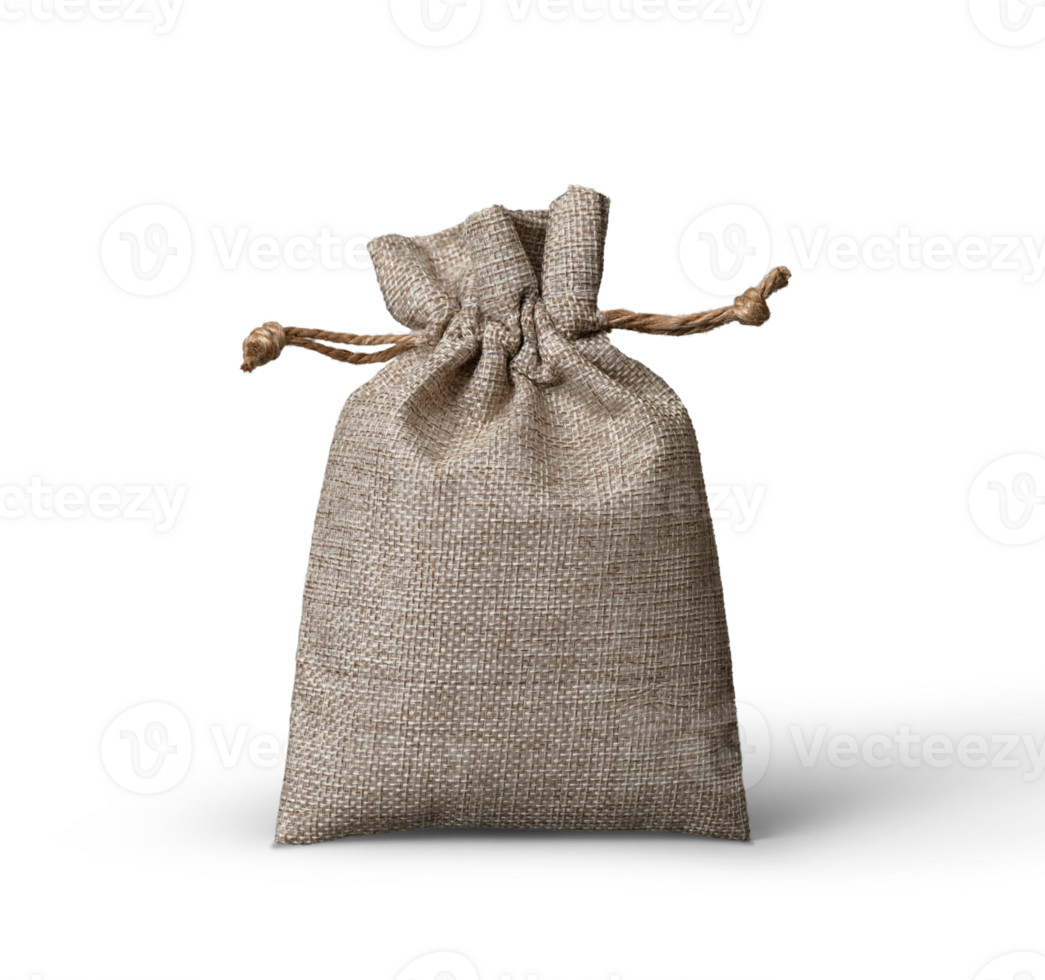 Burlap sack with logo mockup template png