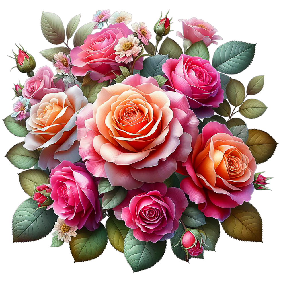 AI generated Beautiful Pink Watercolor Roses for valentine day png