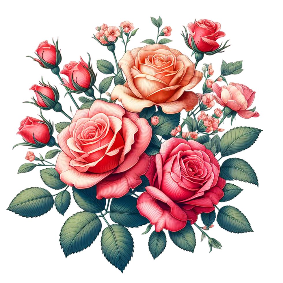 ai generiert schön Rosa Aquarell Rosen zum ein Valentinstag Tag png