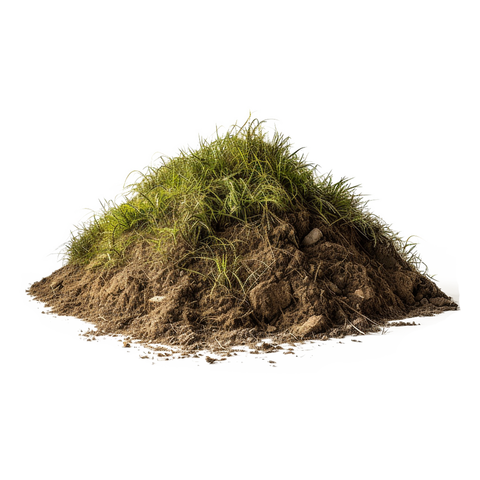 AI generated Grassy dirt heap isolated on transparent background png