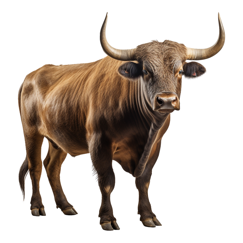 AI generated Bull with horns isolated on transparent background png