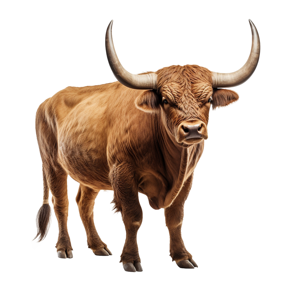AI generated Bull with horns isolated on transparent background png