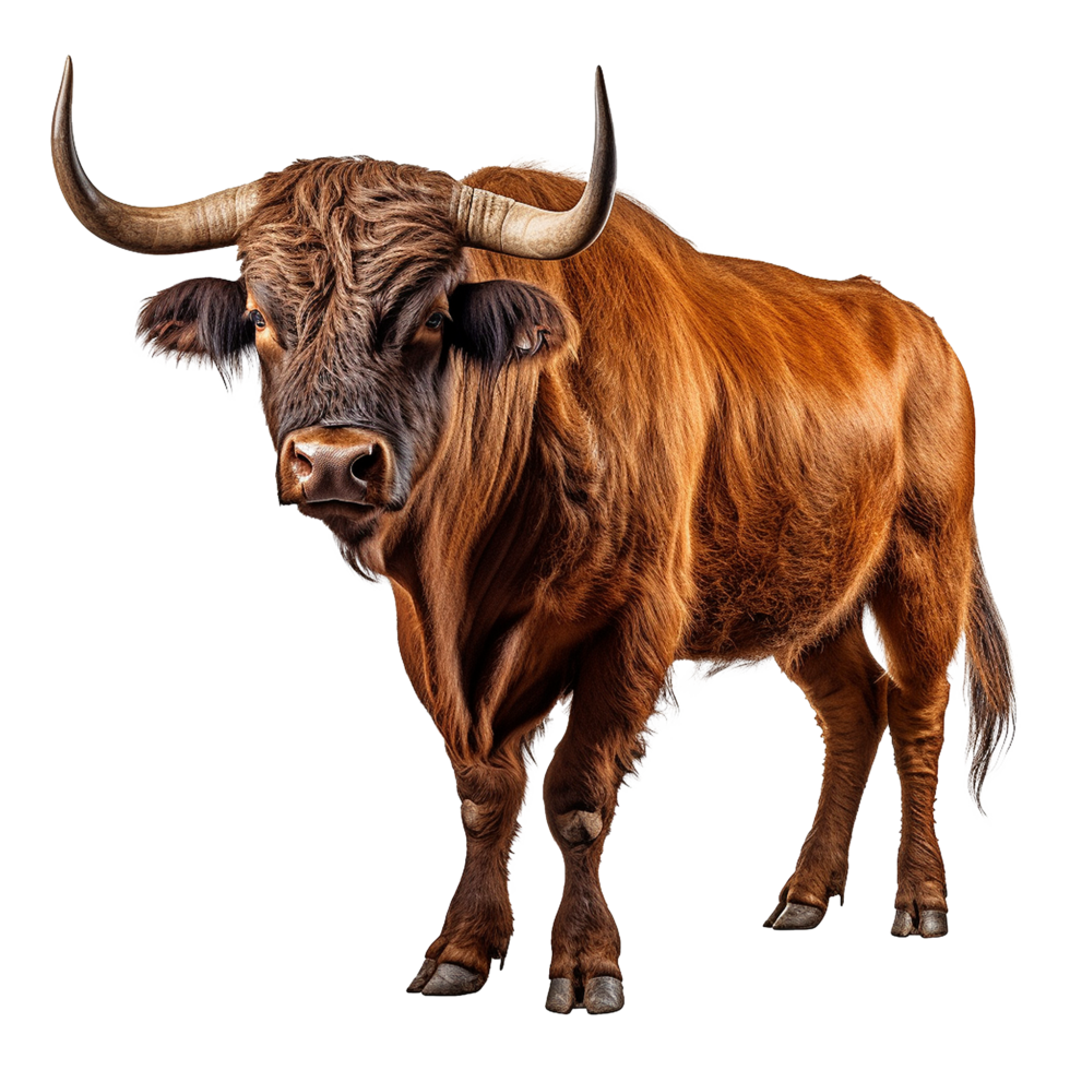 AI generated Bull with horns isolated on transparent background png