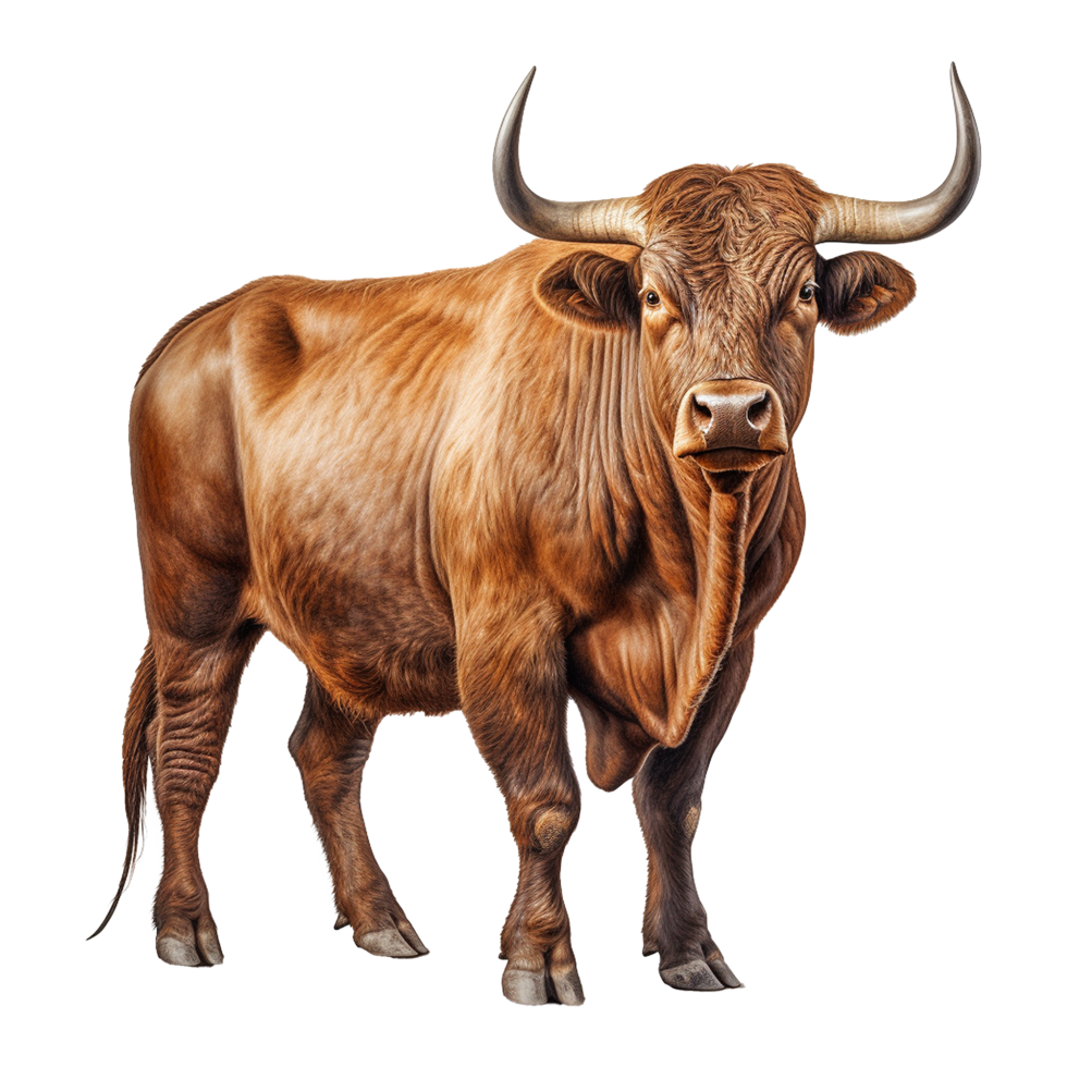 AI generated Bull with horns isolated on transparent background png