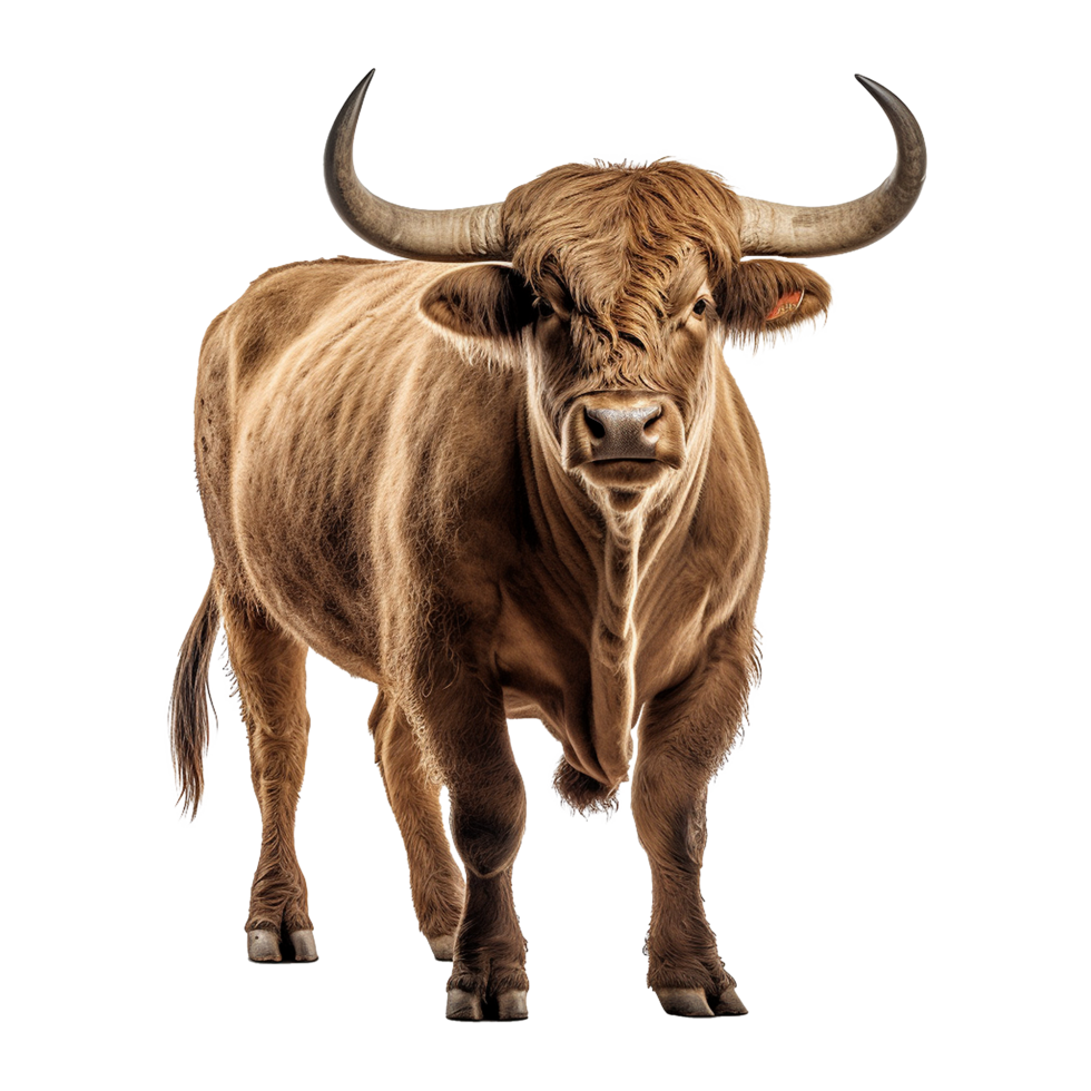 AI generated Bull with horns isolated on transparent background png