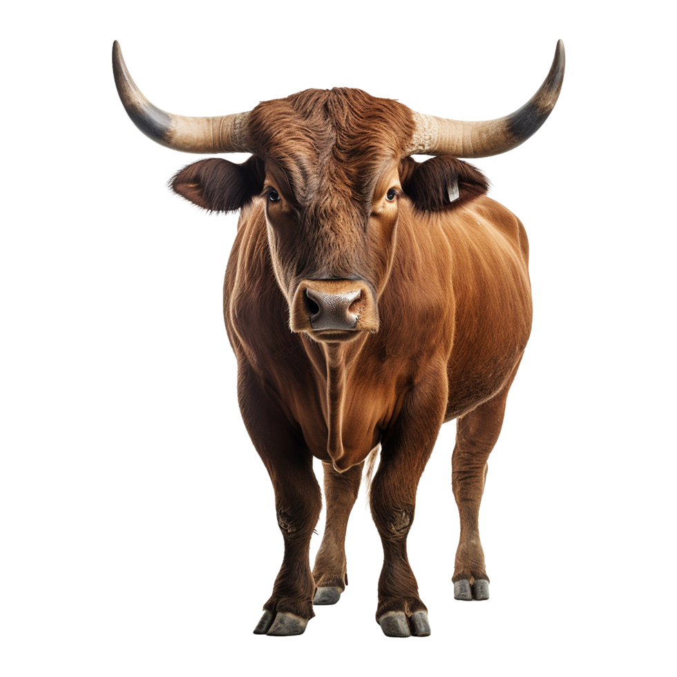 AI generated Bull with horns isolated on transparent background png