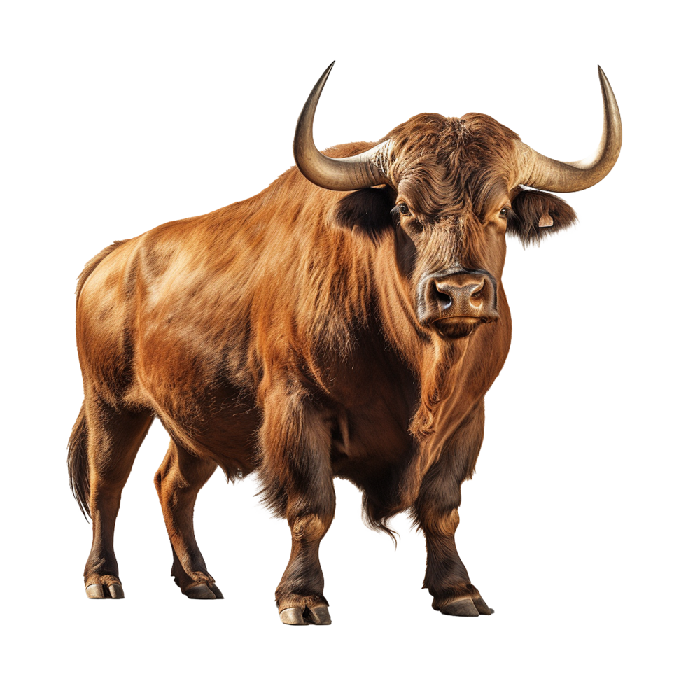 AI generated Bull with horns isolated on transparent background png