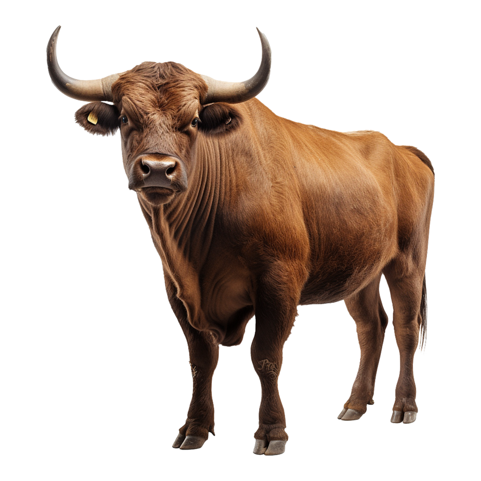 AI generated Bull with horns isolated on transparent background png