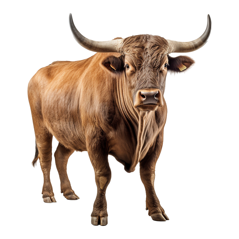 AI generated Bull with horns isolated on transparent background png