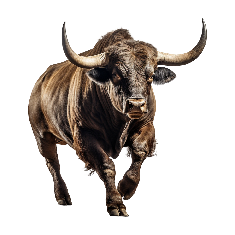 AI generated Bull with horns isolated on transparent background png
