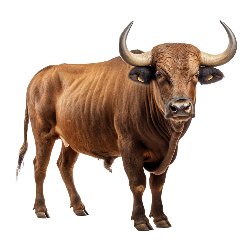 AI generated Bull with horns isolated on transparent background png