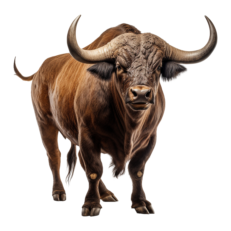 AI generated Bull with horns isolated on transparent background png