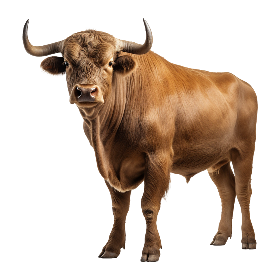 AI generated Bull with horns isolated on transparent background png