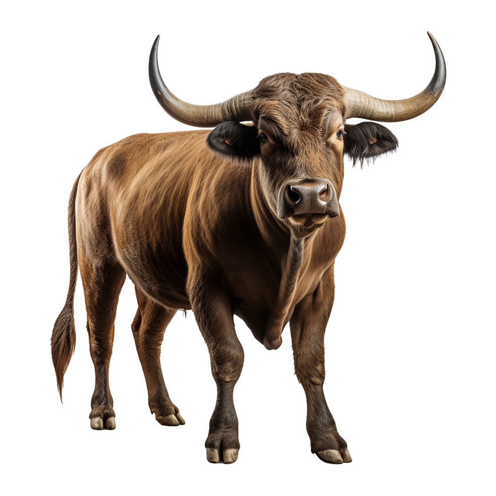 AI generated Bull with horns isolated on transparent background png