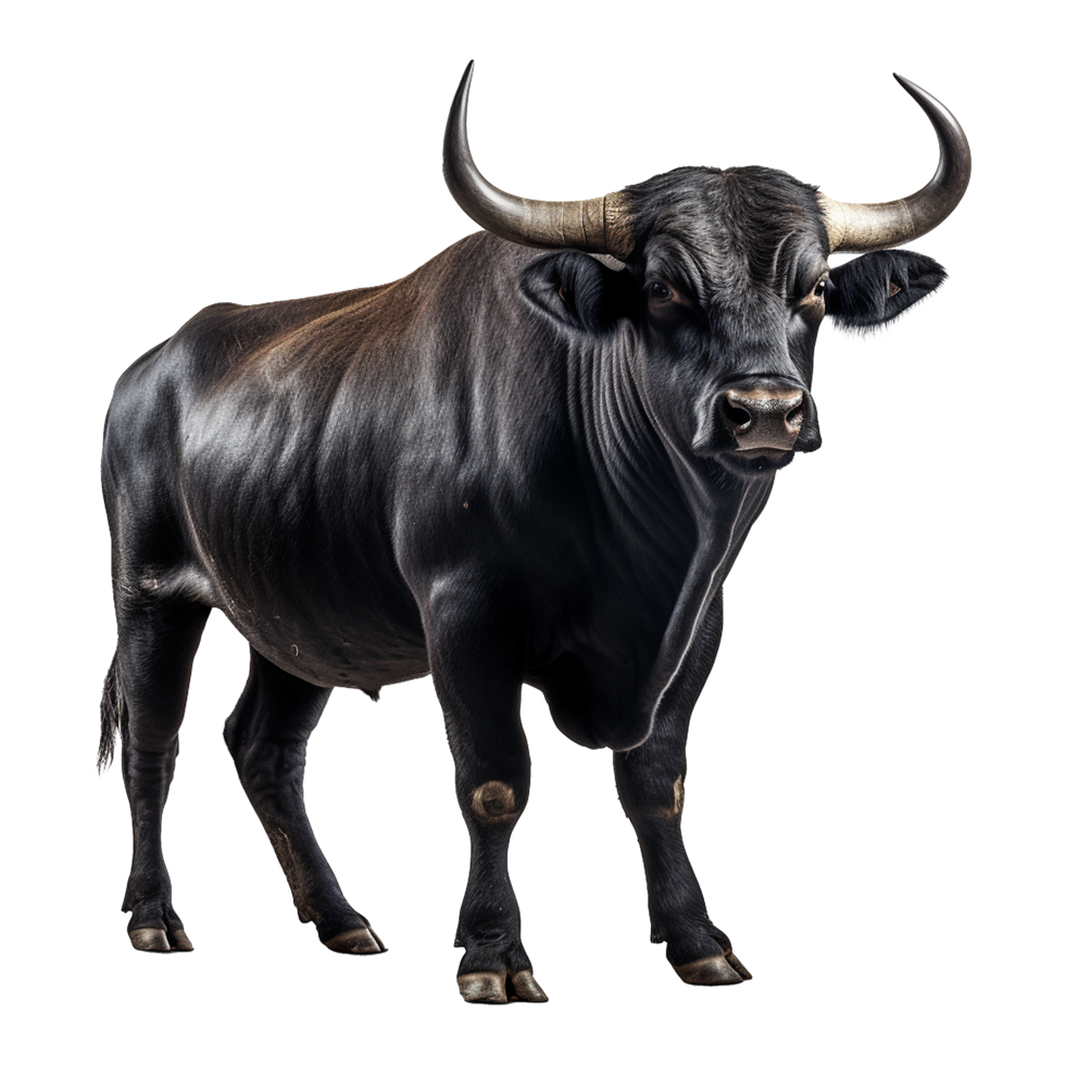 AI generated Bull with horns isolated on transparent background png