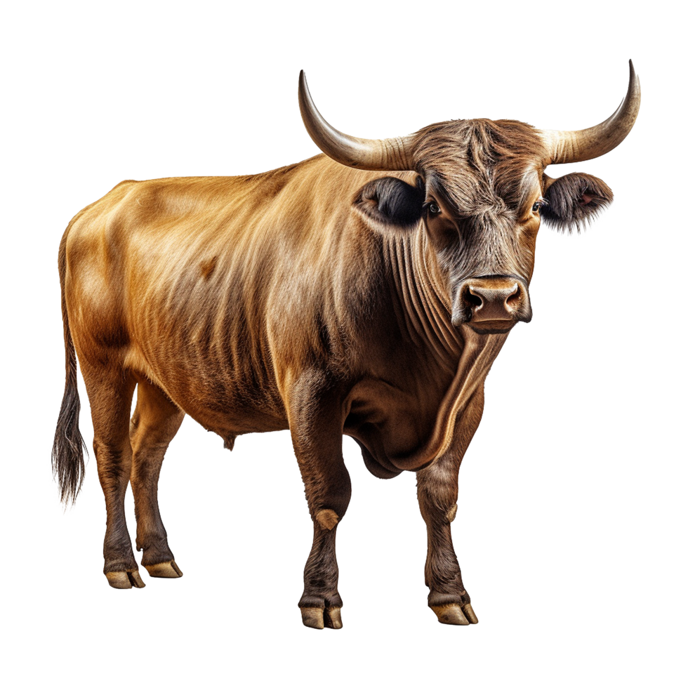 AI generated Bull with horns isolated on transparent background png