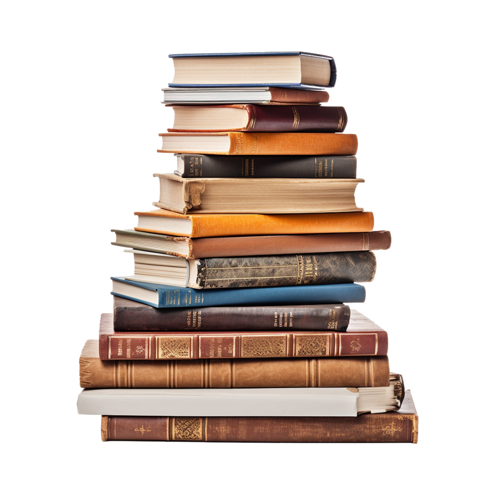 AI generated Books stacked isolated on transparent background png