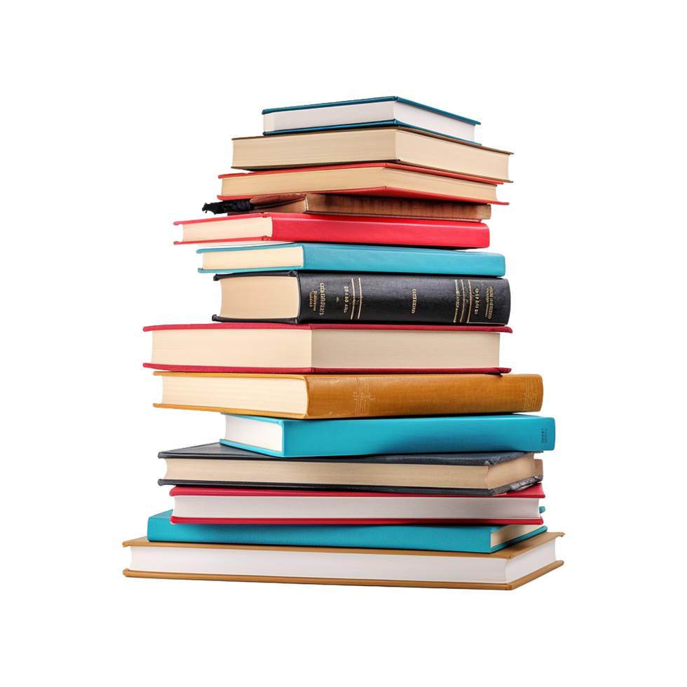 AI generated Books stacked isolated on transparent background png