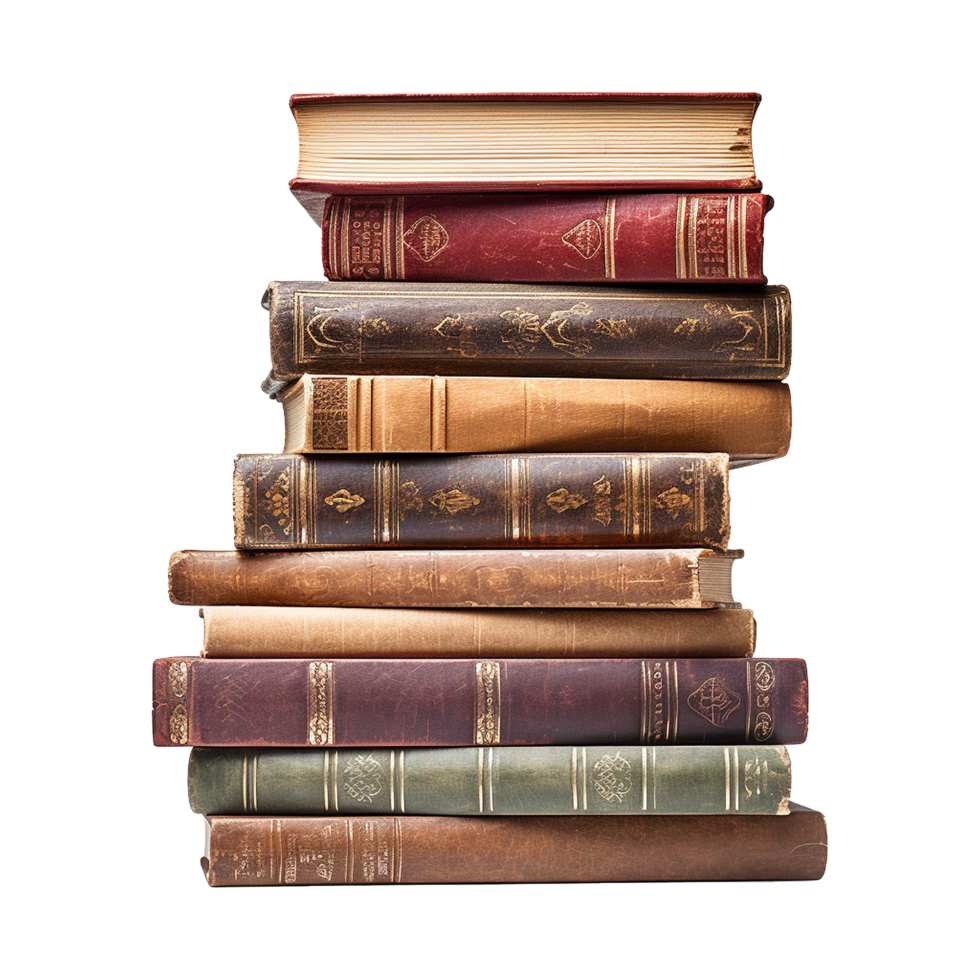 AI generated Books stacked isolated on transparent background png