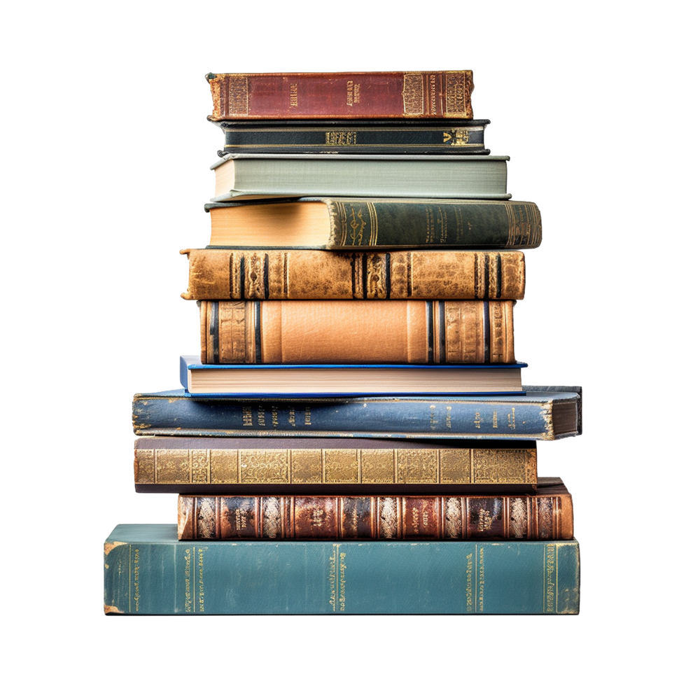 AI generated Books stacked isolated on transparent background png