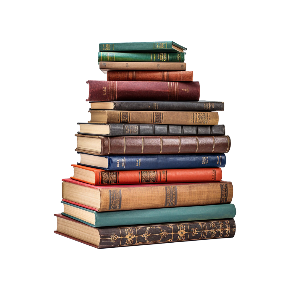 AI generated Books stacked isolated on transparent background png