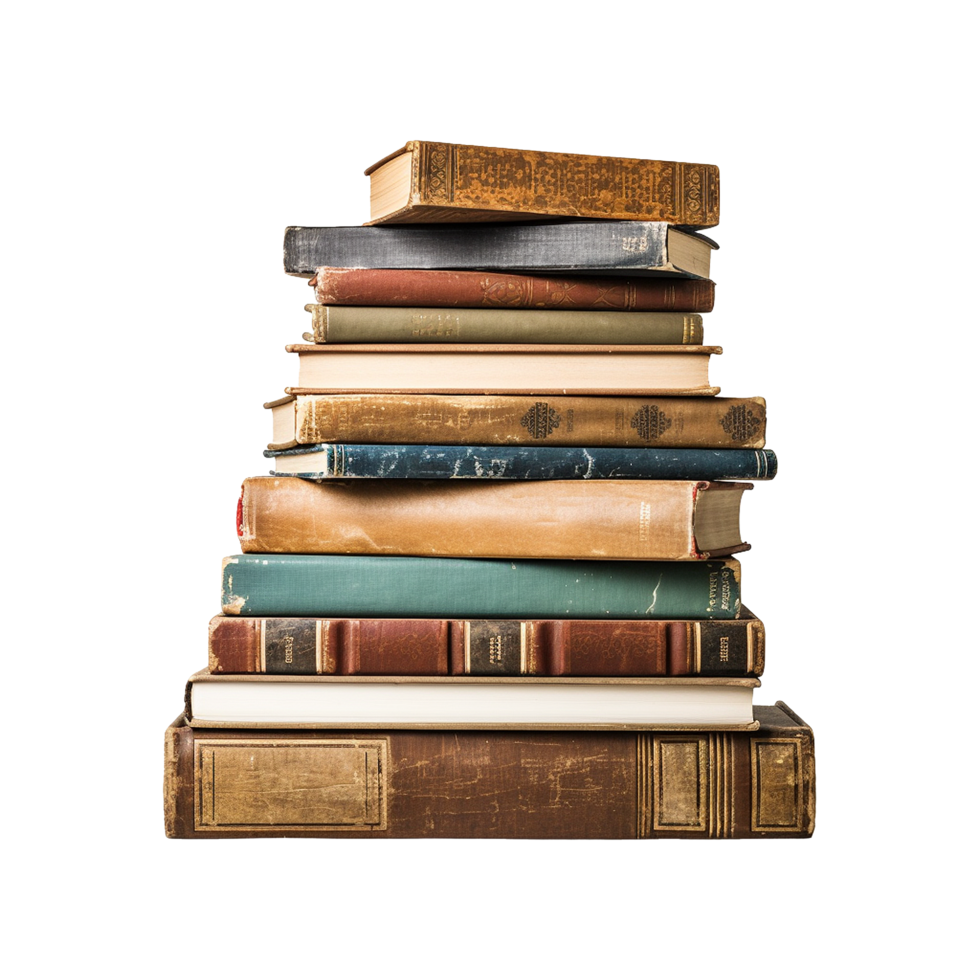 AI generated Books stacked isolated on transparent background png