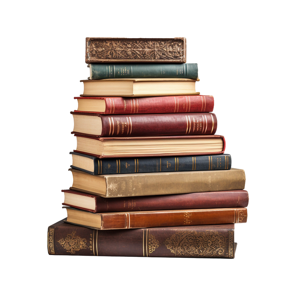 AI generated Books stacked isolated on transparent background png