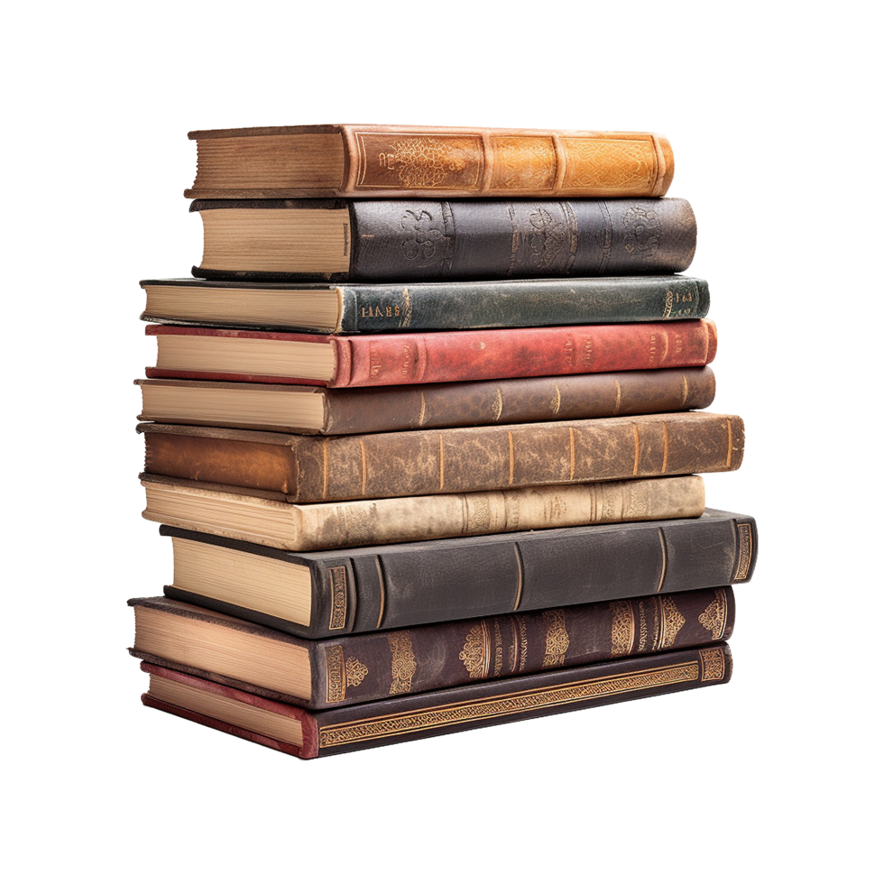 AI generated Books stacked isolated on transparent background png