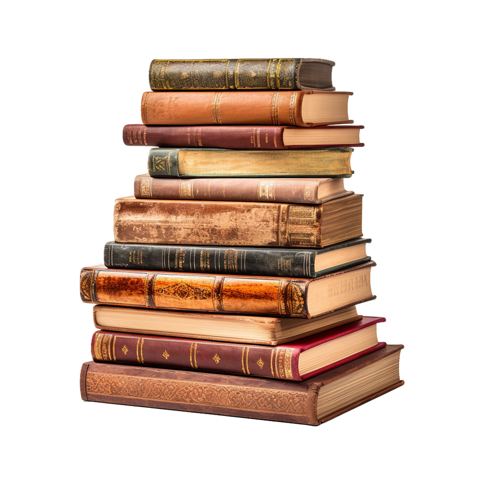 AI generated Books stacked isolated on transparent background png