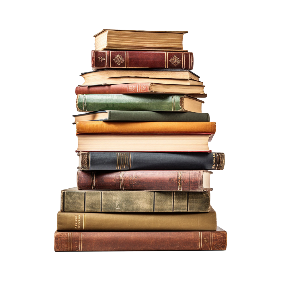 AI generated Books stacked isolated on transparent background png