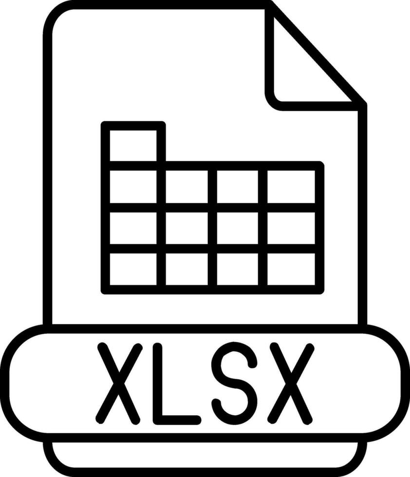 icono de línea xlsx vector