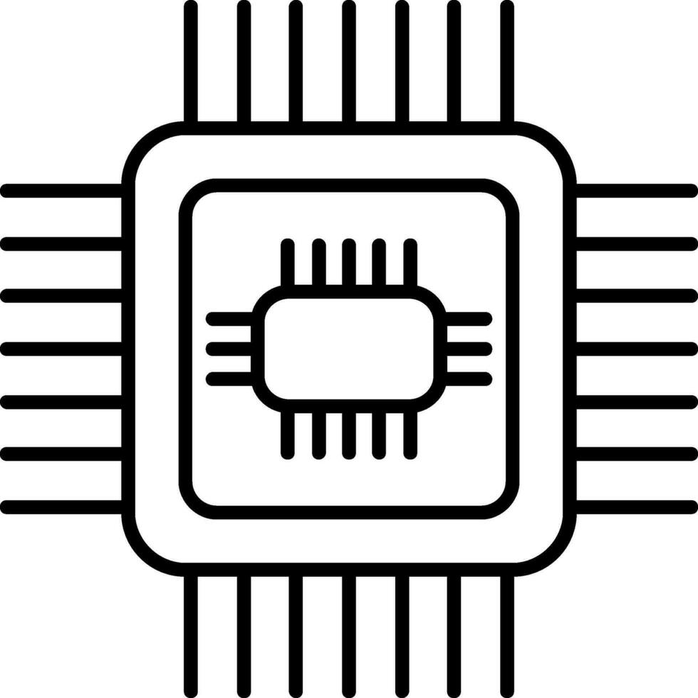 icono de línea de cpu vector