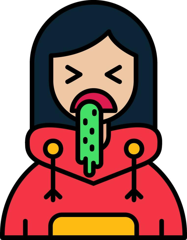 Vomit Line Filled Icon vector
