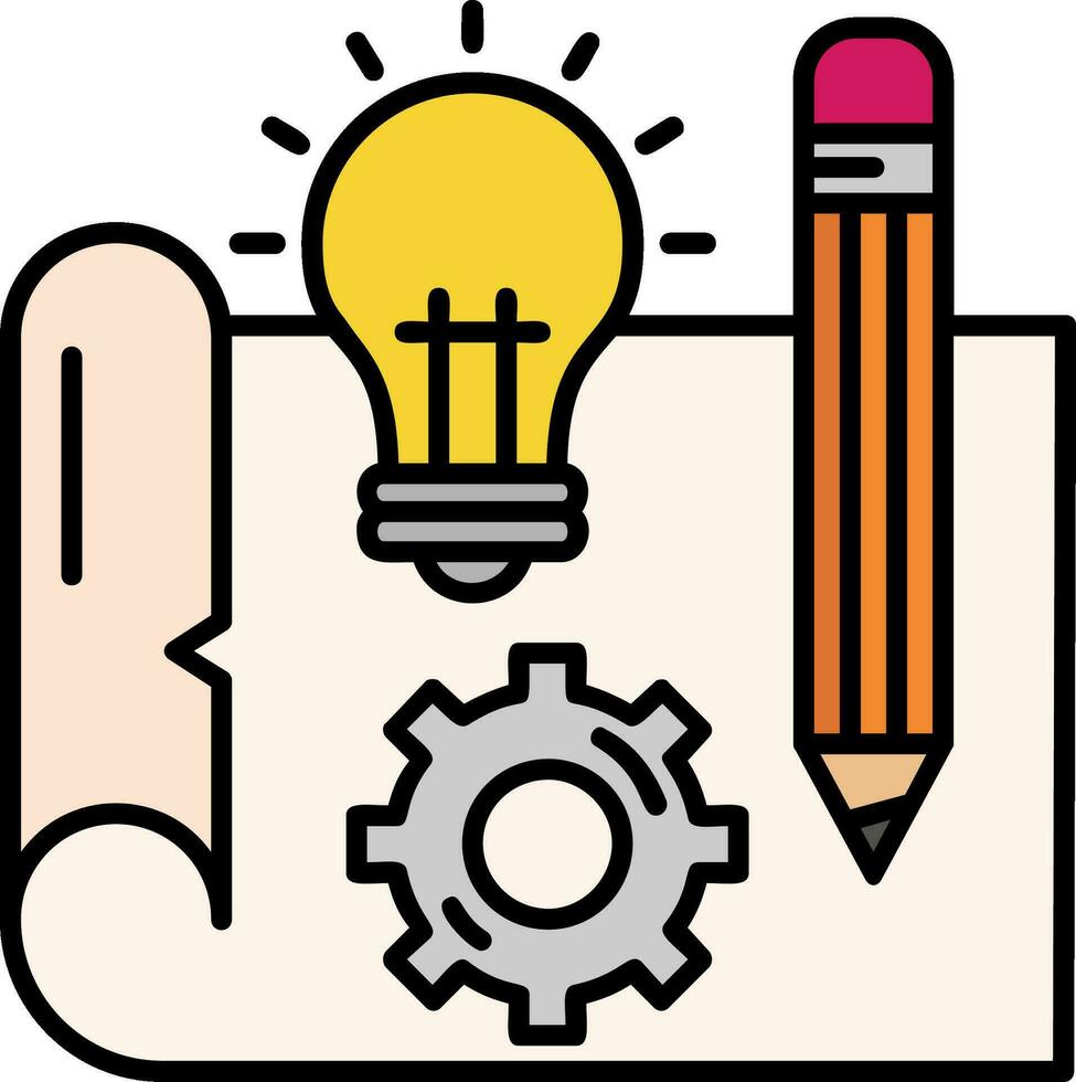 Blueprint Line Filled Icon vector